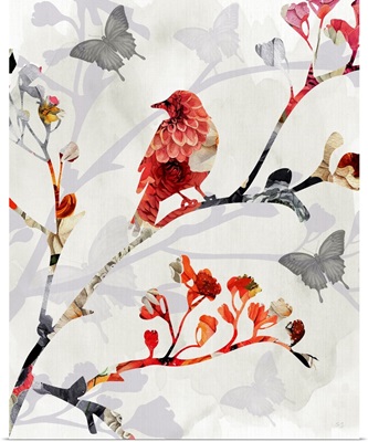Bird And Cherry Blossoms I
