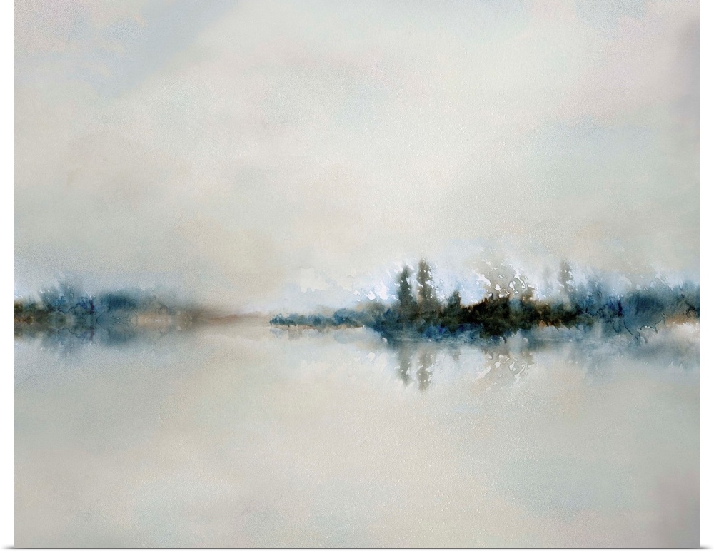 Contemporary painting of an abstract reflecting landscape.