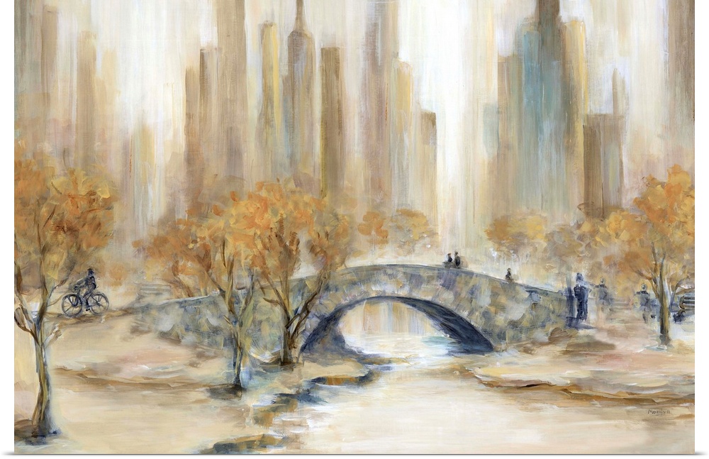 Abstract painting of Central Park, NYC in Autumn.
