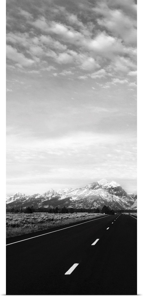 One photo in a series of three taken on  a road to Grand Teton.