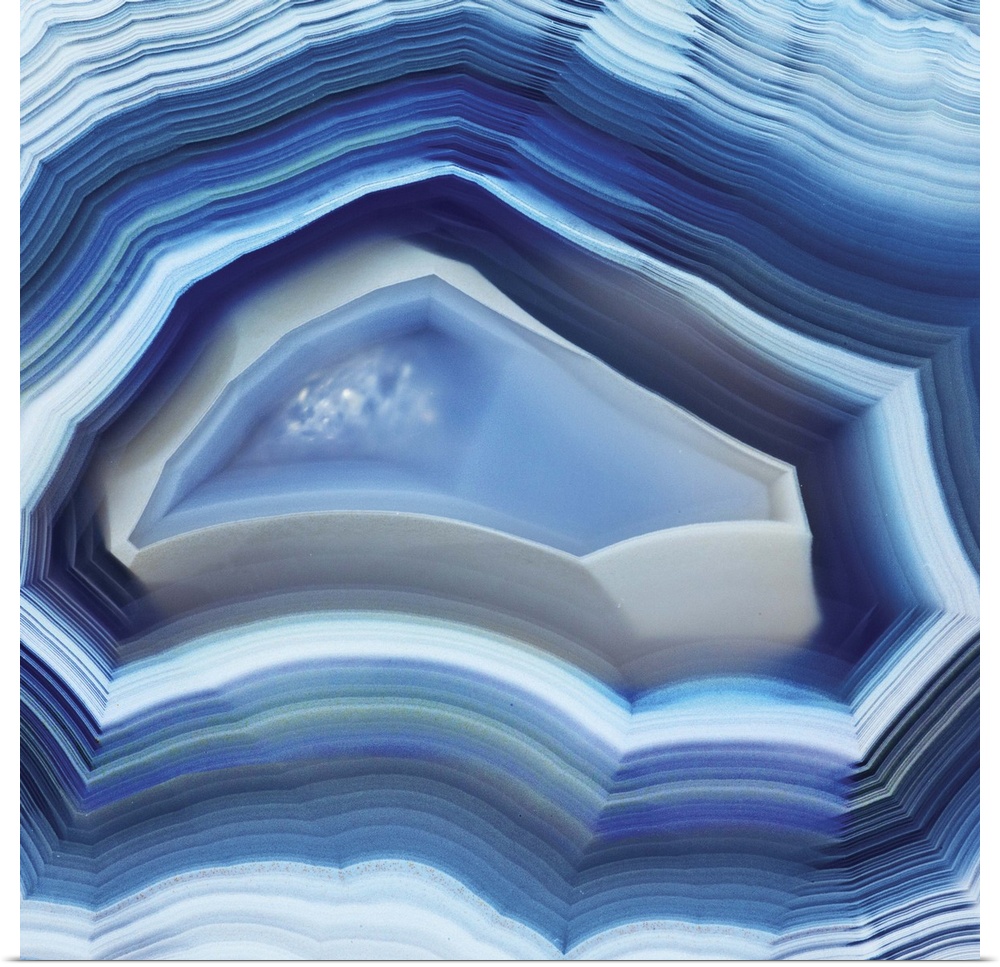 Square agate art in shades of blue.