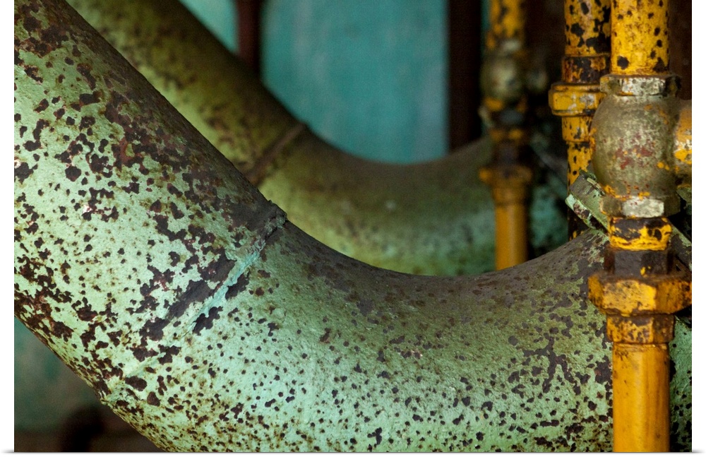 Pipeline; Cannery; Pipes; Green; Metal; Industrial Photography;