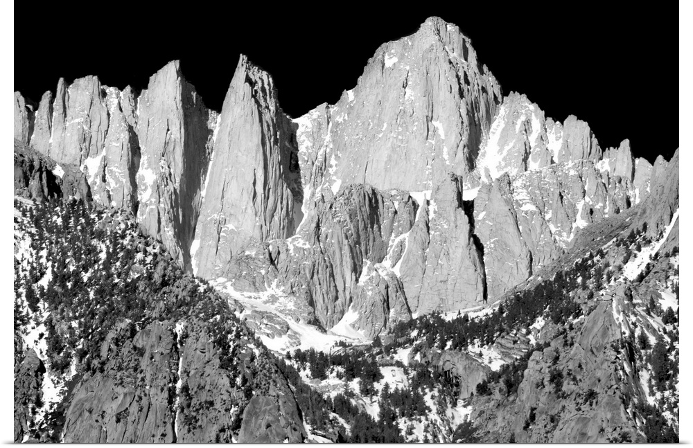 Black and white photograph of Mount Whitney.