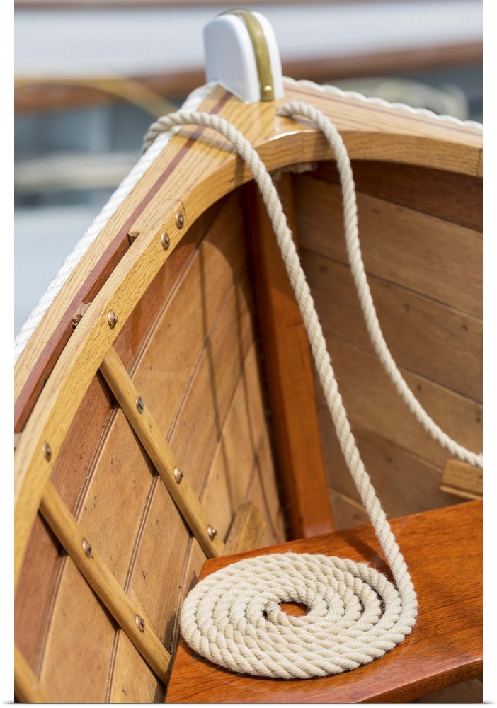coiled line in wooden boat, at the Bainbridge Island Wooden Boat Festival