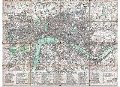 1795 Folding Pocket Map Or Street Plan Of London