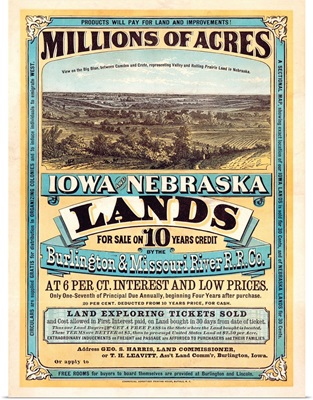 1872 Poster Advertising Land For Sale To Settlers During America'S Westward Expansion