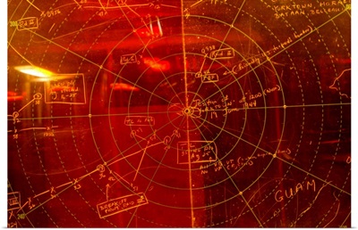 A close-up on a WWII military air traffic radar chart