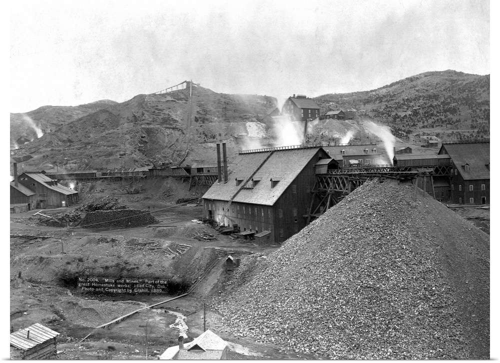 A large gold mining facility part of the Homestake works, Lead City, South Dakota, 1889. | Location: Lead City, South Dako...