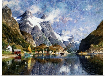 A Norwegian Fjord Painting By Adelsteen Normann