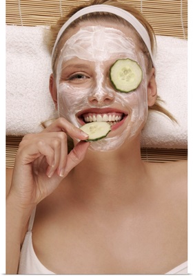 A young woman with a face pack