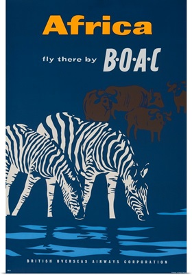 Africa, Fly There By Boac Travel Poster