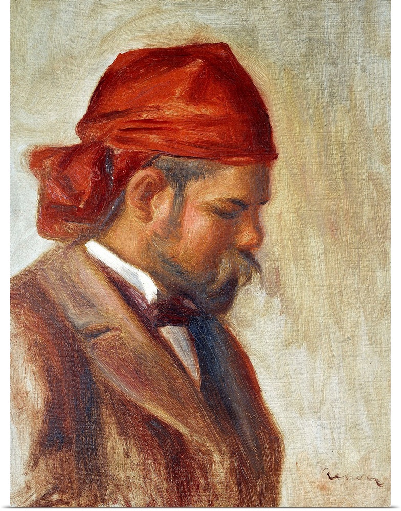 Ambroise Vollard (1868-1939) in a red scarf, art dealer, by Pierre Auguste Renoir (1841-1919), circa 1899, Oil on canvas, ...