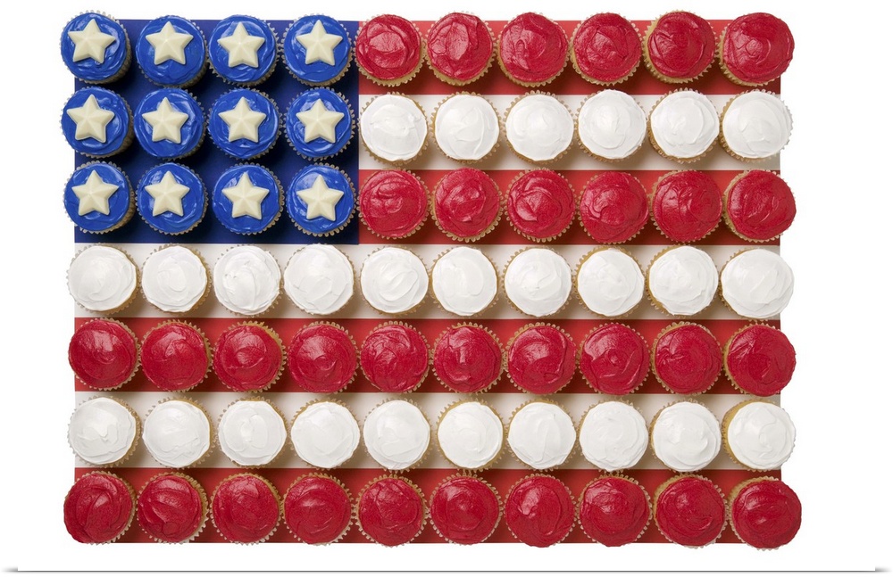 American flag made of cupcakes