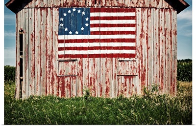 American Flag Painted On Barn
