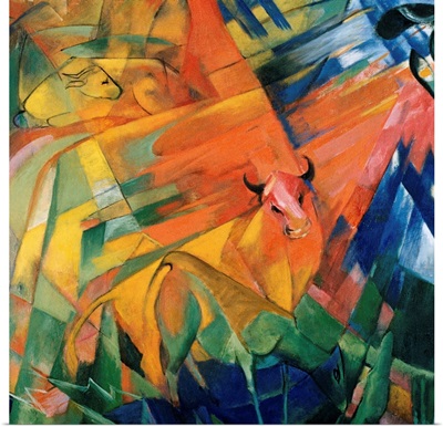 Animals In A Landscape By Franz Marc