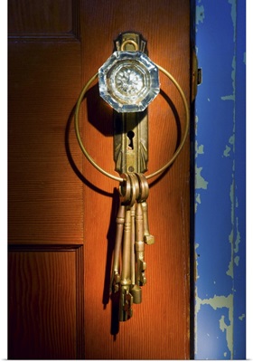 Antique glass doorknob with keys