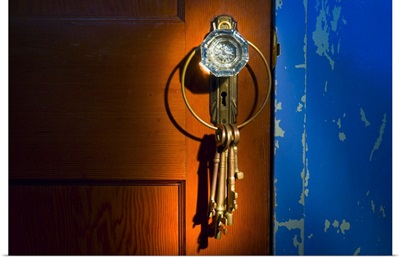 Antique glass doorknob with keys