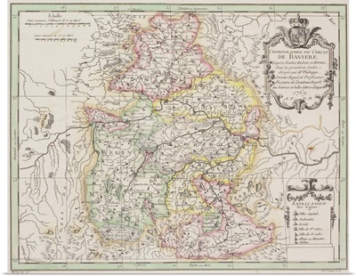 Antique map of Bavarian region of Germany