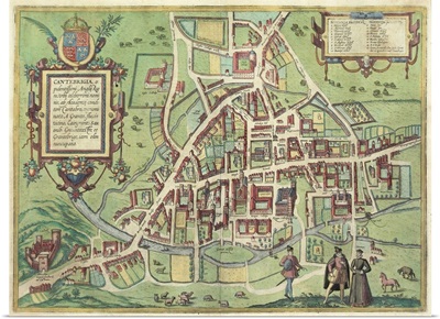 Antique map of Cambridge , England
