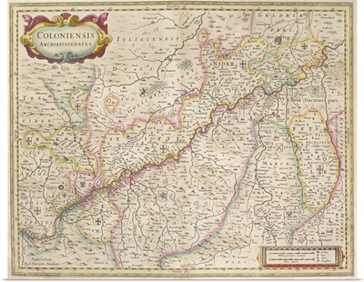 Antique map of colonies in Germania