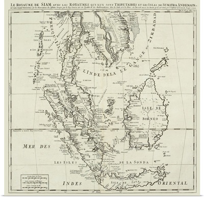 Antique map of Indonesian islands and Siam