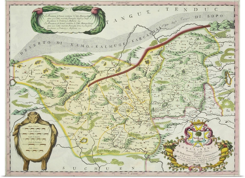 Antique map of route of Marco Polo