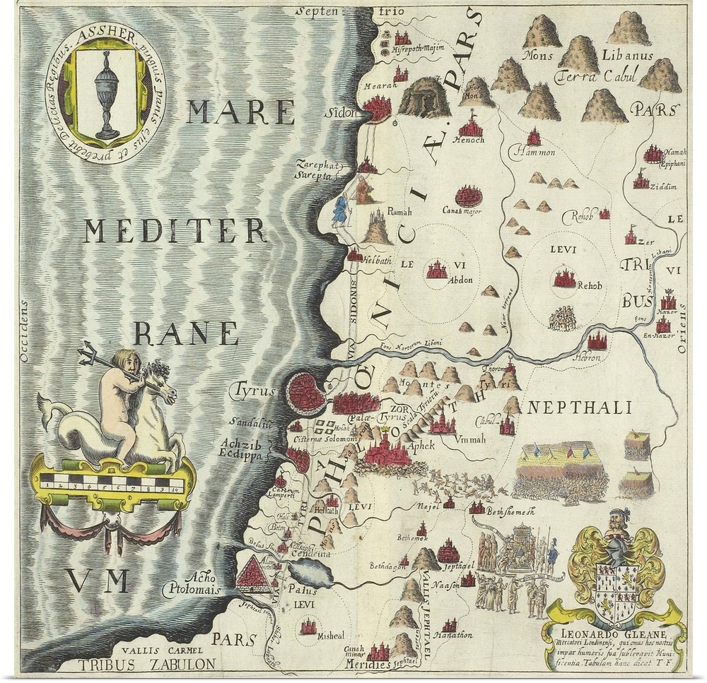 Antique map of the coast of Phoenicia