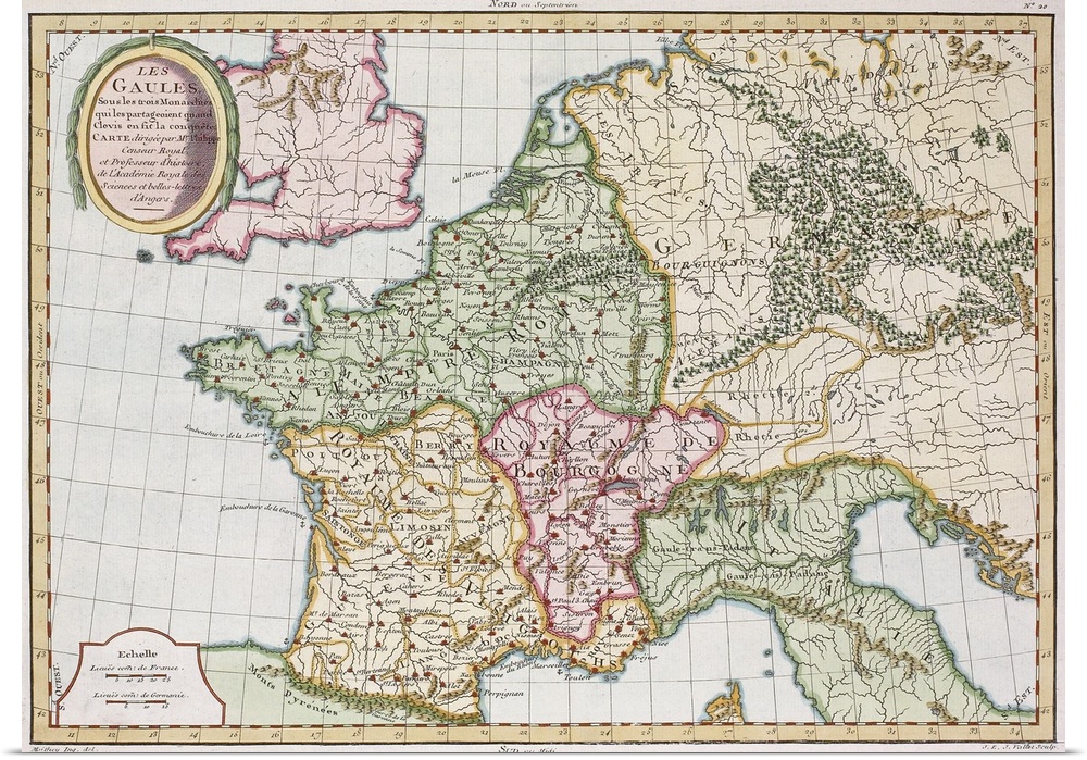 Antique map of the French Empire in western Europe