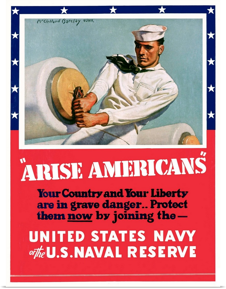 ca. 1942 --- "Arise Americans" Navy Recruitment Poster by McClelland Barclay --- Image by .. K.J. Historical/CORBIS