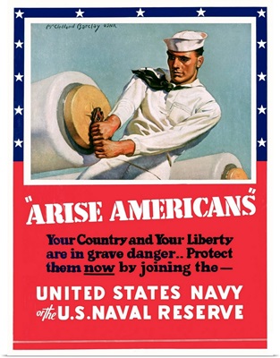 Arise Americans Navy Recruitment Poster By Mcclelland Barclay