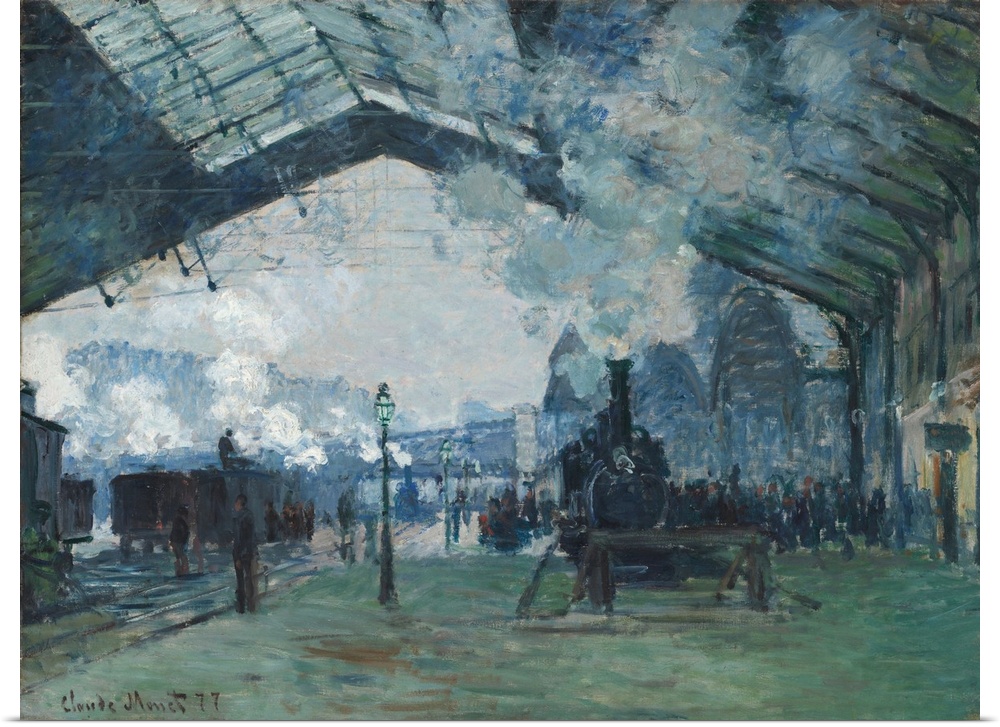 Claude Monet (French, 1840-1926), Arrival of the Normandy Train, Gare Saint-Lazare, 1877. Originally oil on canvas, Art In...