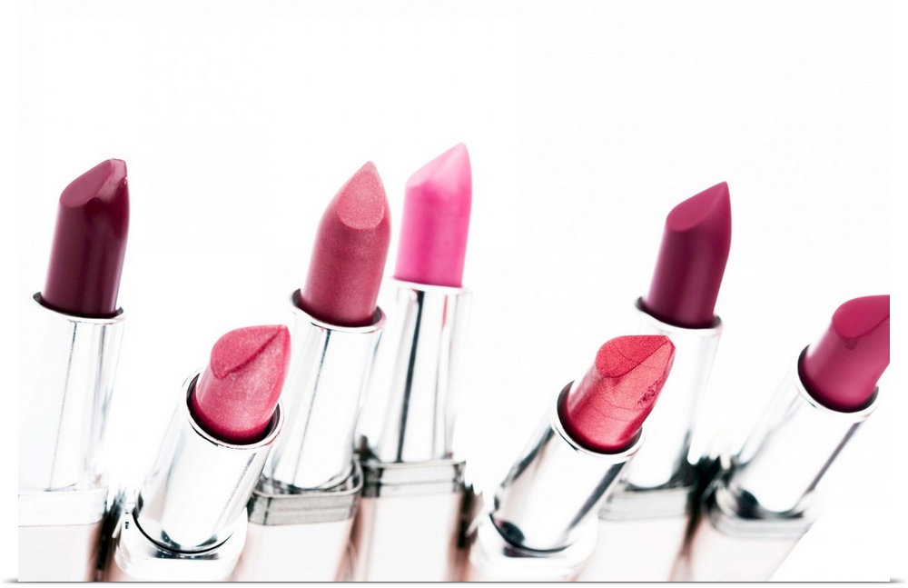 Assortment of coloured lipsticks, close-up