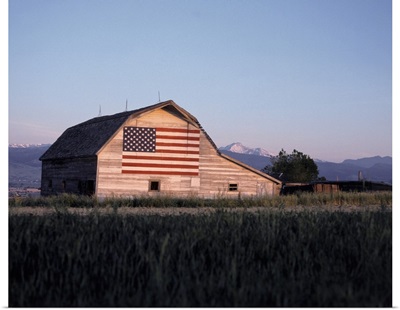 Barn with United States flag, Colorado