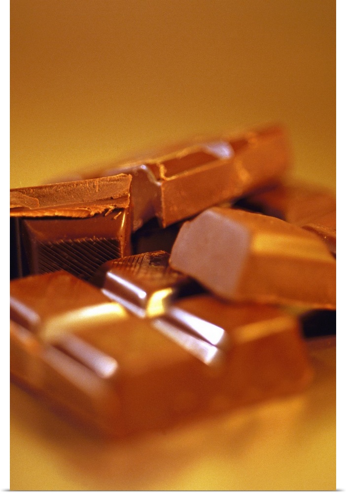 Bars of broken chocolate, close-up