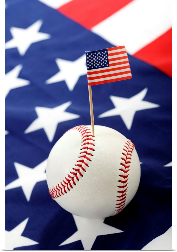 Baseball with the American flag