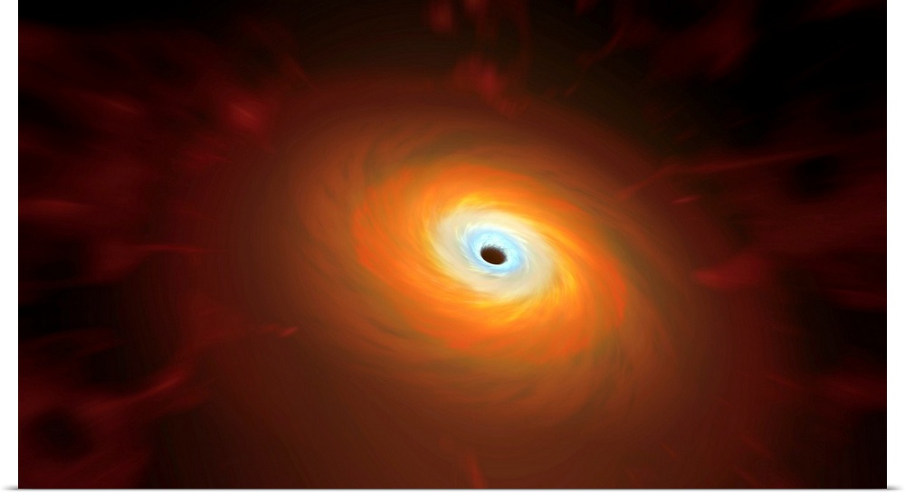 Black hole, illustration. A black hole is an object (usually a collapsed star) so compact that nothing can escape its grav...