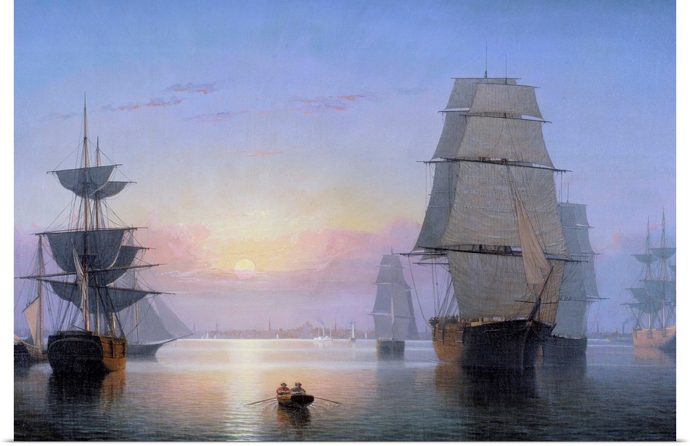 Boston Harbor at Sunset, 1850. Painting by Fitz Hugh Lane (1804-1865), 1850. Private collection