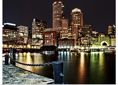 Boston Waterfront at night, Massachusetts