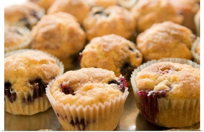 Boysenberry muffins on a platter