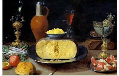 Breakfast Still Life With Cheese And Goblets By Jacob Fopsen Van Es