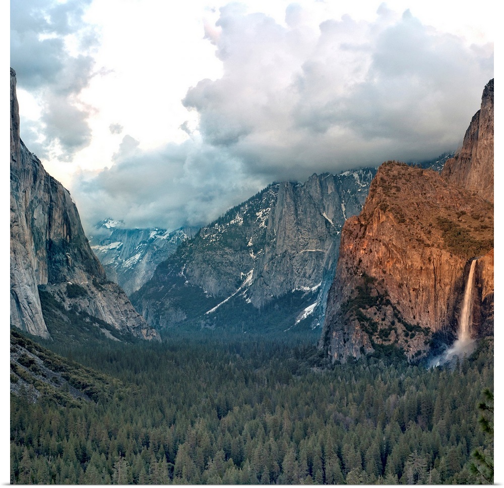 This was taken in Yosemite at tunnel view scenic pullout. Clouds were epic; obscuring half dome with view of Bridalveil Fa...