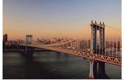 Brooklyn Bridge at dusk in New York