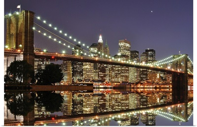 Brooklyn Bridge at night in New York City