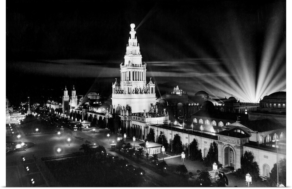 Buildings at the San Francisco Panama-Pacific International Exposition, billed as the greatest spectacle of illumination i...
