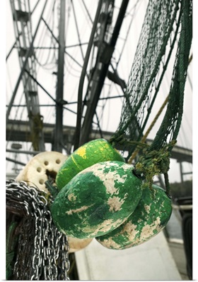 Buoys and fishing net on a boat