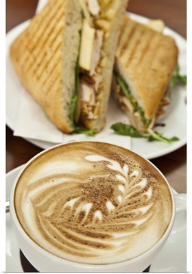 Cappuccino and panini lunch