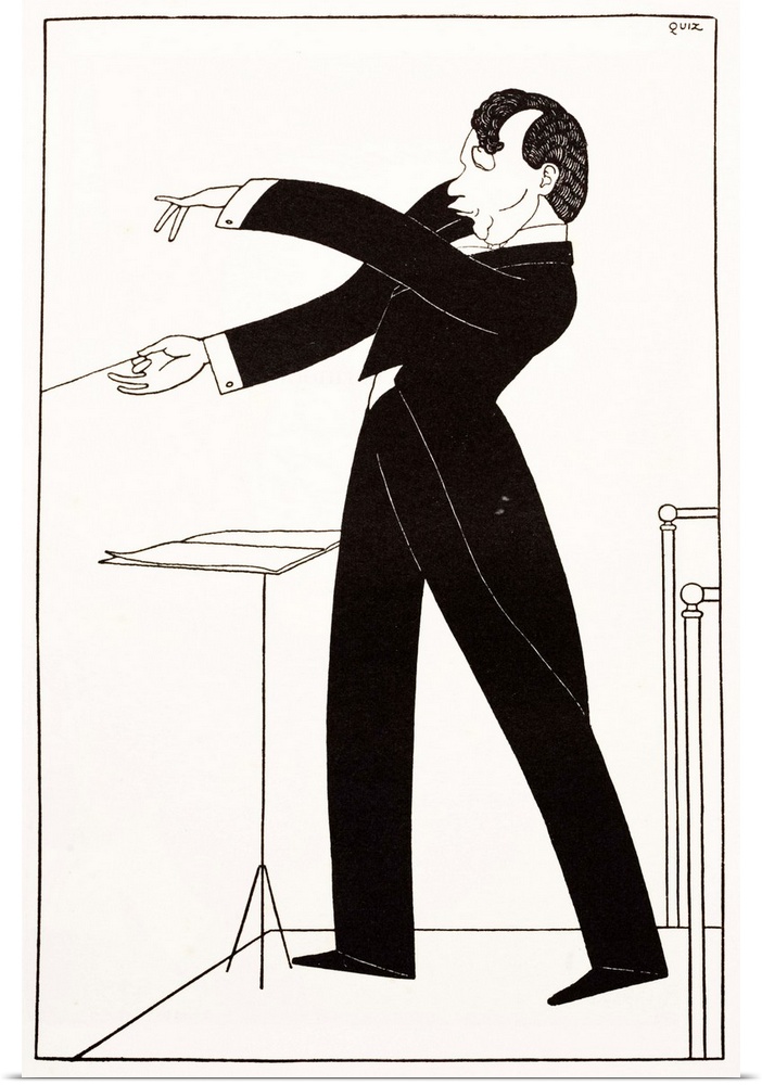 Caricature by Powys Evans (Quiz) before 1926 of Russian conductor Serge Koussevitzky (1874 - 1951). Koussevitzky was the c...
