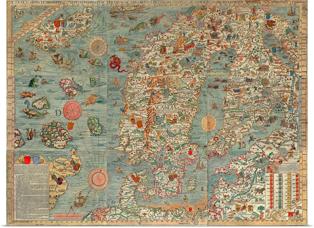 One of the oldest known maps of the Scandinavian countries and the region around the Baltic Sea is the 1539 Carta Marina (...