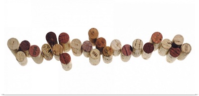 Champagne corks on white background, close-up