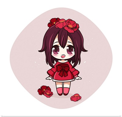 Chibi Girl With Red Poppies